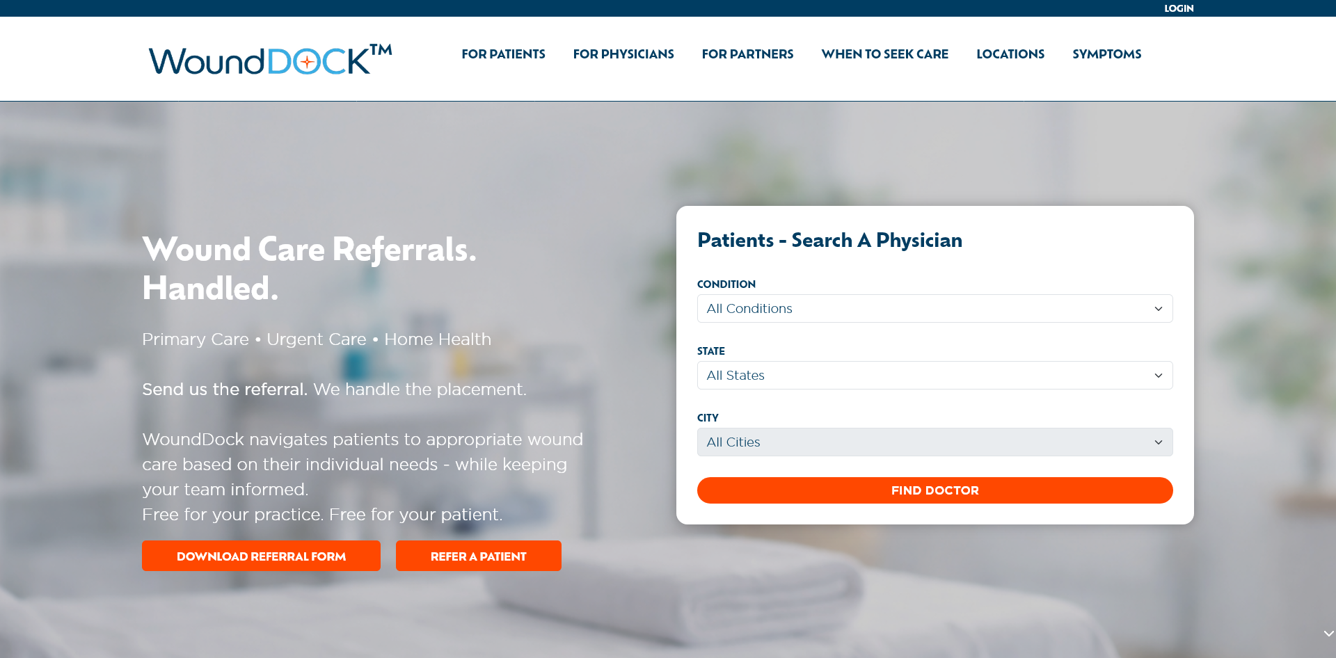 The Wound Dock website preview